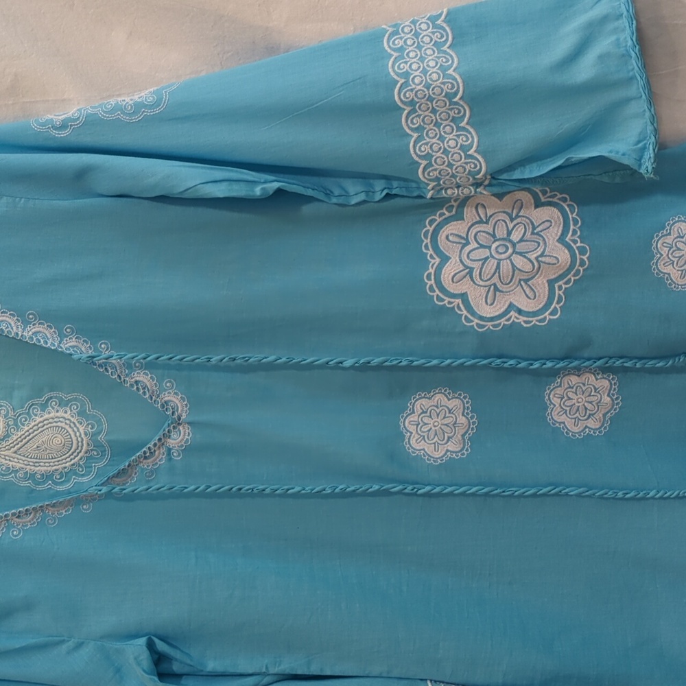 Mud Pie Blue and White Tunic Top Small - Picture 5 of 15